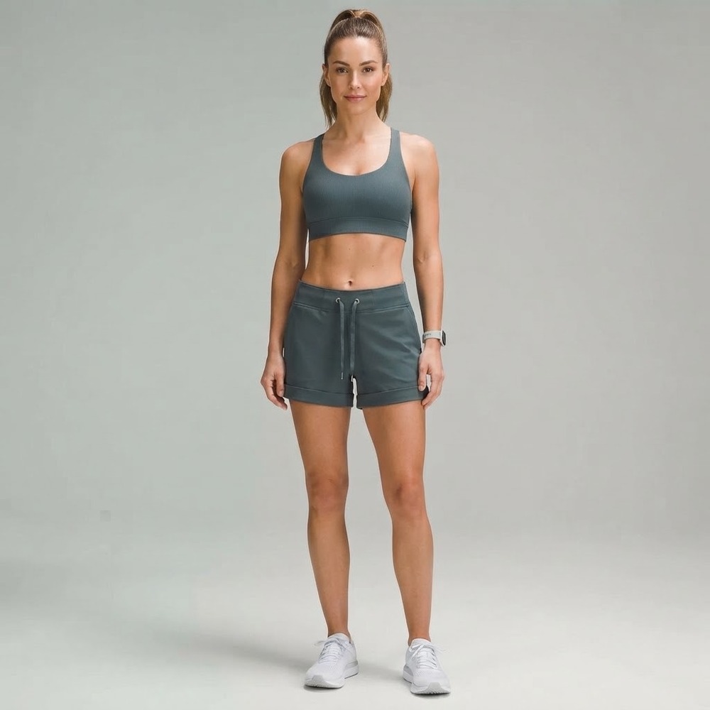 Athleta Trekkie Shorts Womens 12 Dark Teal Green Drawstring Cuffed Hiking Trail